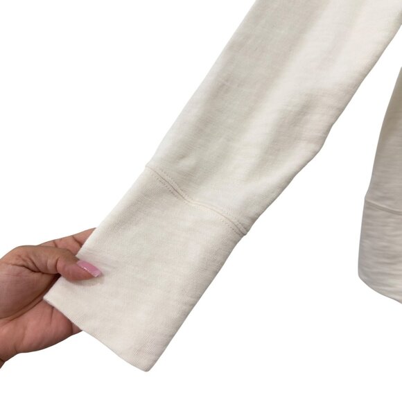 Eddie Bauer Womens SZ M Cream-Ivory Full Zip Hoodie Sweater Reglan Long Sleeve - Picture 9 of 13